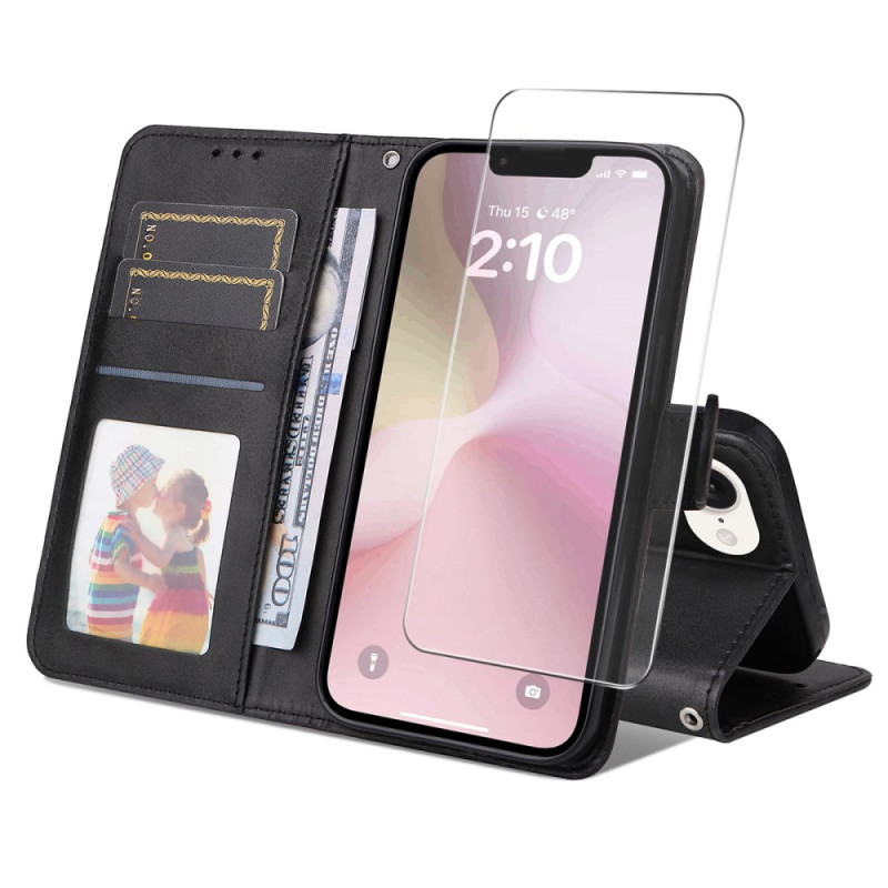 Suede-effect iPhone 16E Case with Tempered Glass Screen Protector