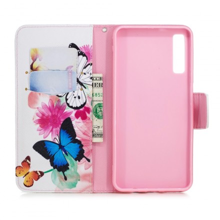 Samsung Galaxy A7 Case Painted Butterflies and Flowers