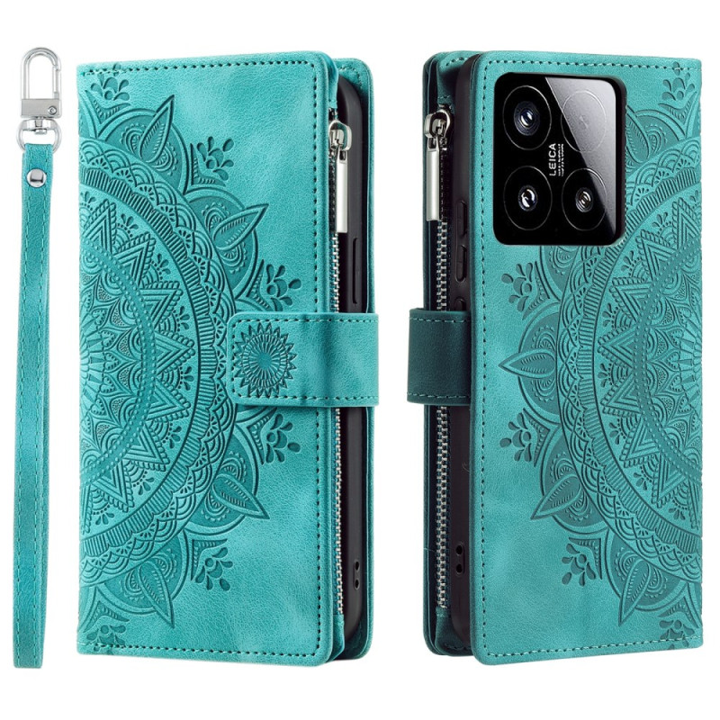 Housse Xiaomi 15 Portefeuille Effet Daim Mandala