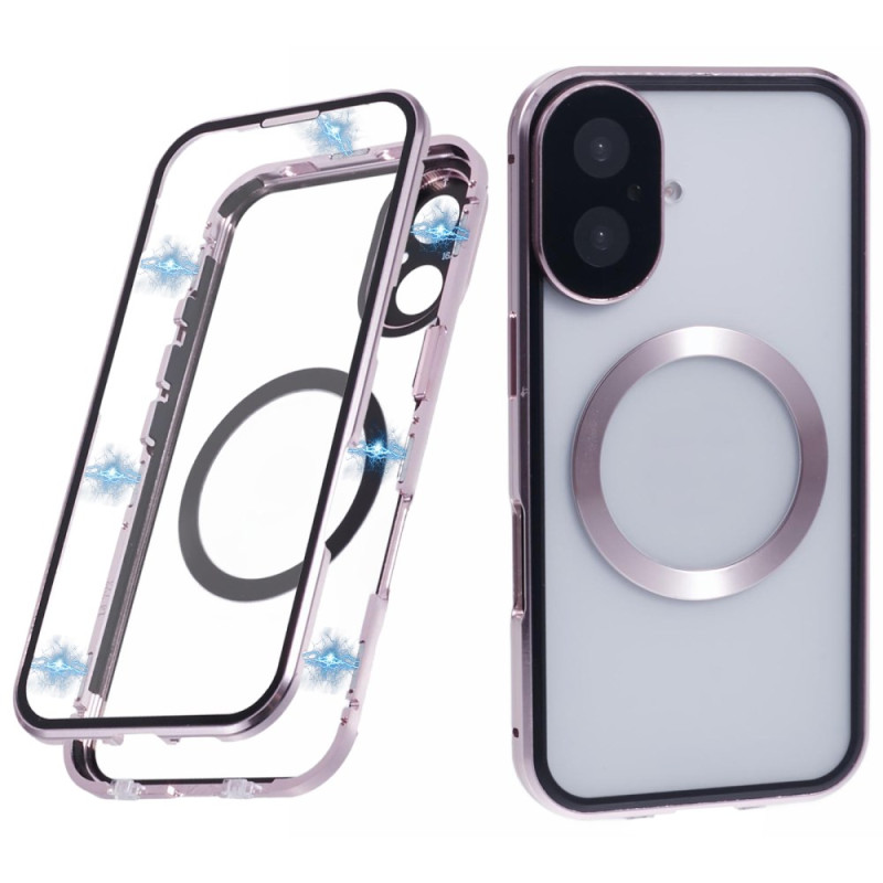 iPhone 16 Double-Sided Tempered Glass Case with Metal Frame