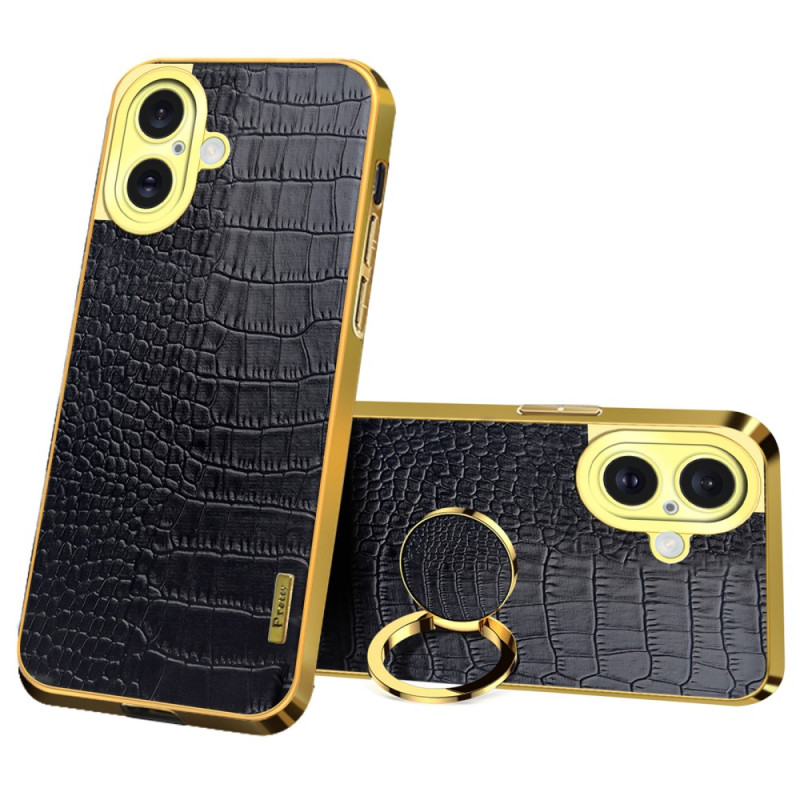 Case iPhone 16 Support-Ring and Crocodile Texture