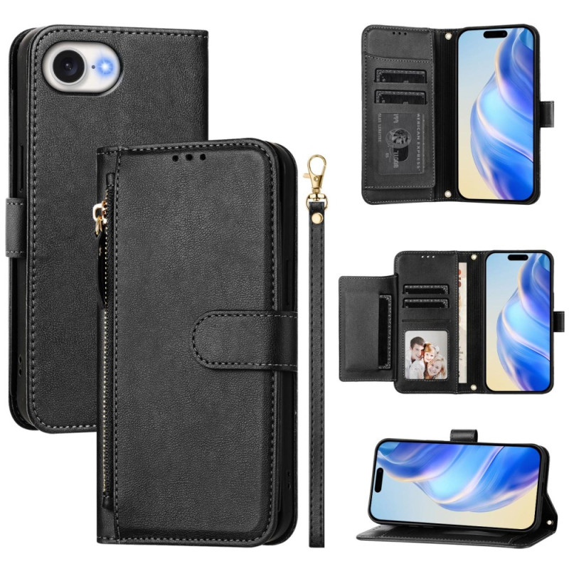 Case for iPhone 16E with zip pocket and card holder