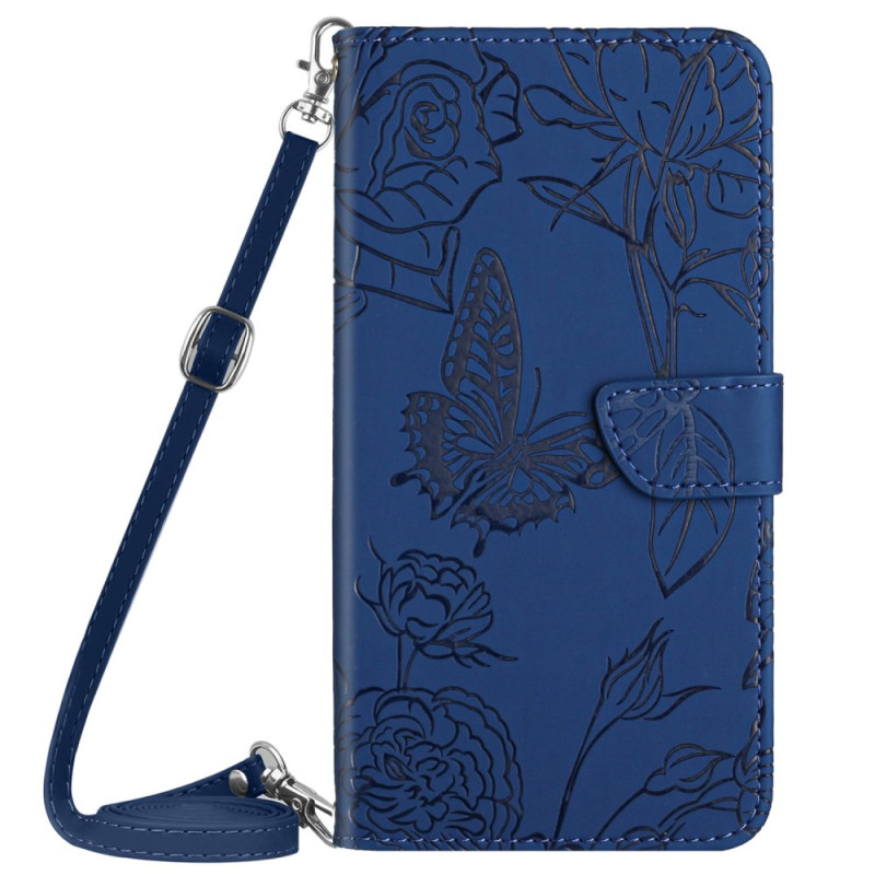 Case for iPhone 16E Butterfly Print with Shoulder Strap