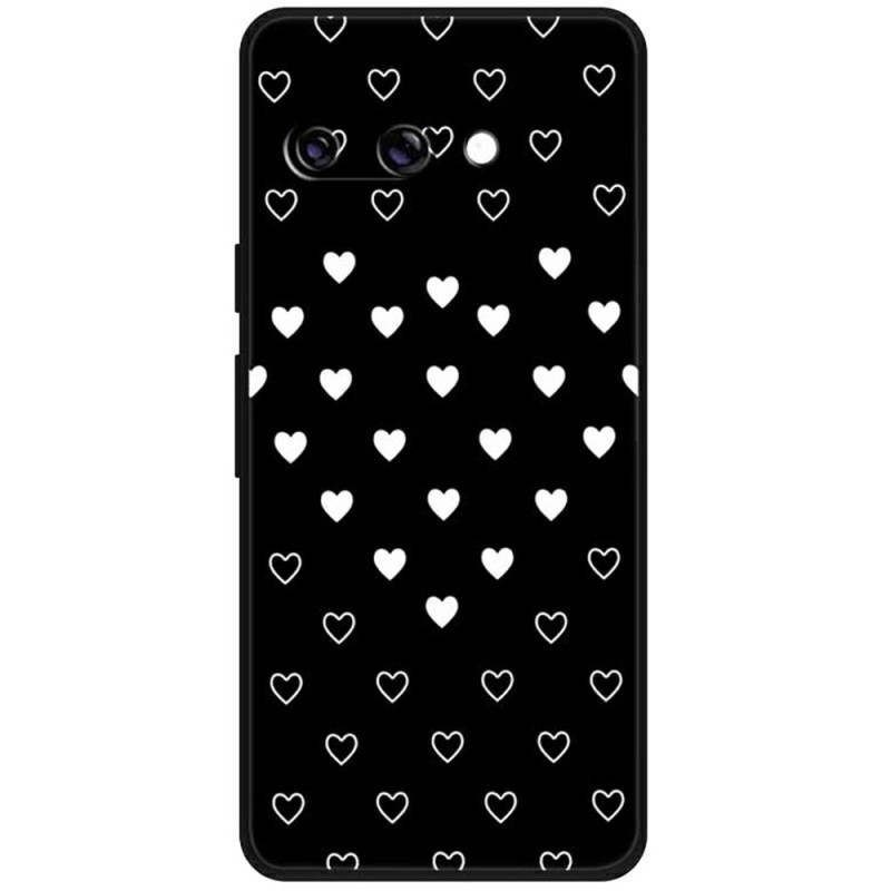 Google Pixel 9A White Hearts Case