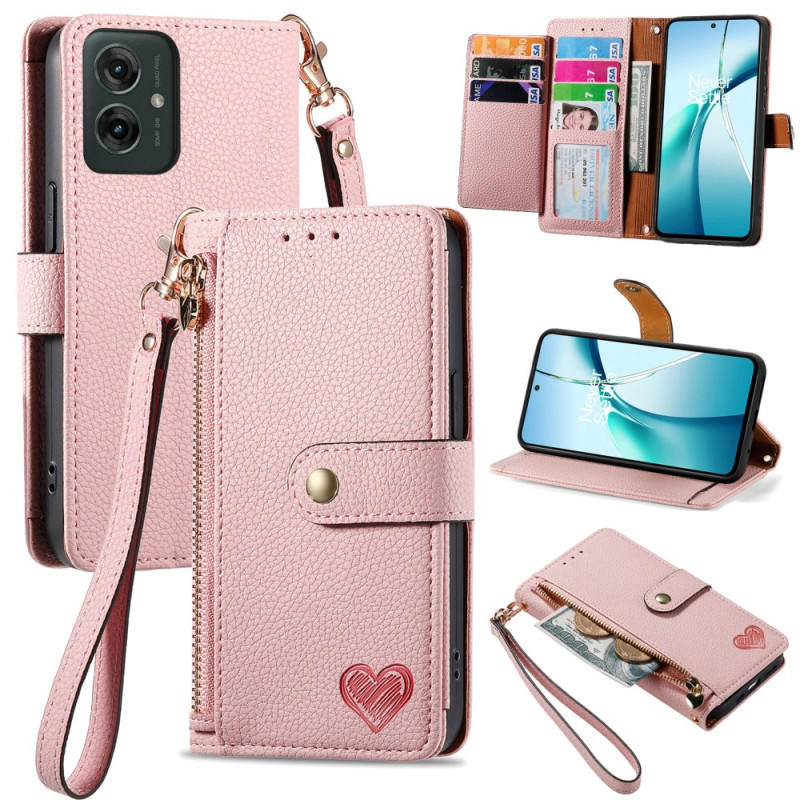 Moto G55 5G Wallet Case with RFID Protection Heart