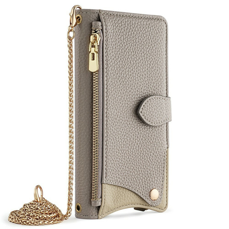 Moto G55 5G Wallet Case with Chain and Mirror