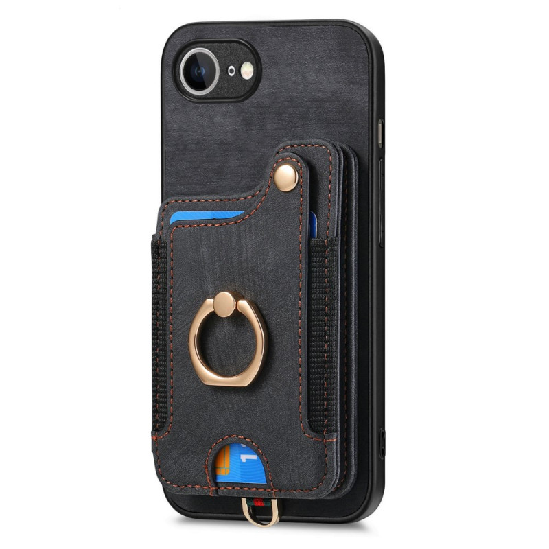 Retro PU leather iPhone 16E case with RFID card holder