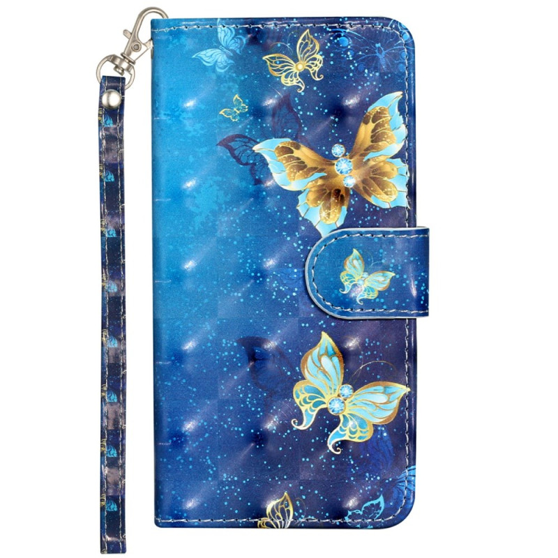 Case for iPhone 16E Blue and Gold Butterflies