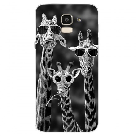 Case Samsung Galaxy J6 Giraffes with Glasses