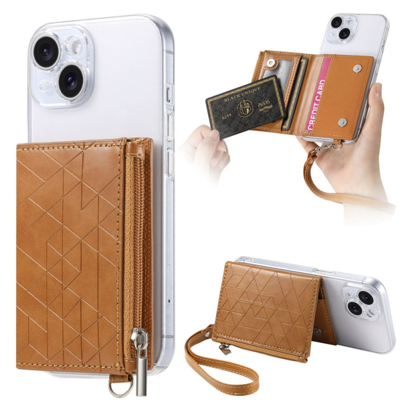 Adhesive card holder with zip and lanyard