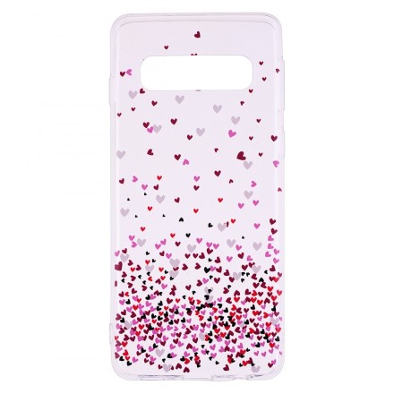 Samsung Galaxy S10 Clear Case Multiple Red Hearts