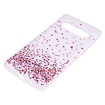 Samsung Galaxy S10 Clear Case Multiple Red Hearts