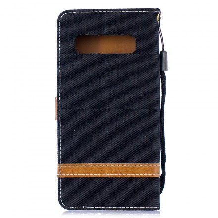 Samsung Galaxy S10 Case Fabric and Leather Effect with Strap