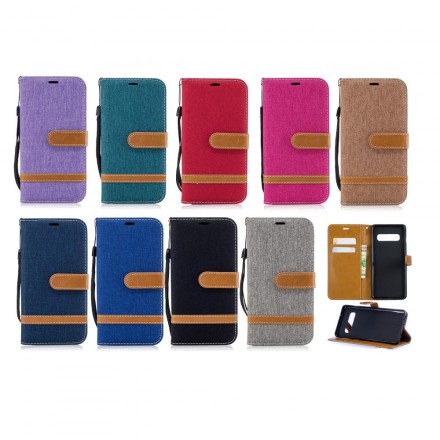 Samsung Galaxy S10 Case Fabric and Leather Effect with Strap