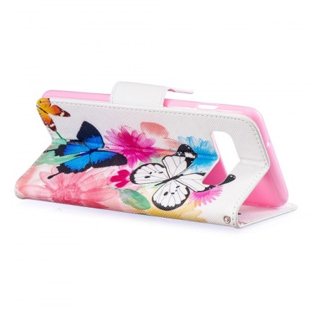 Samsung Galaxy S10 Case Painted Butterflies and Flowers