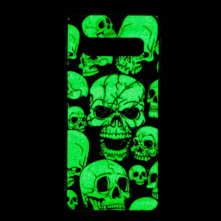Samsung Galaxy S10 Caution Skulls Fluorescent Case