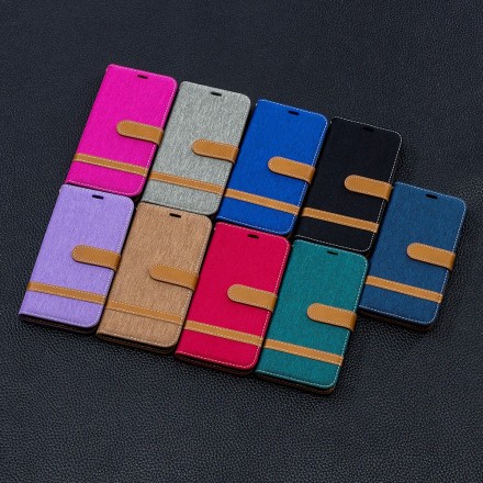 Samsung Galaxy S10 Lite Case Fabric and Leather Effect with Strap