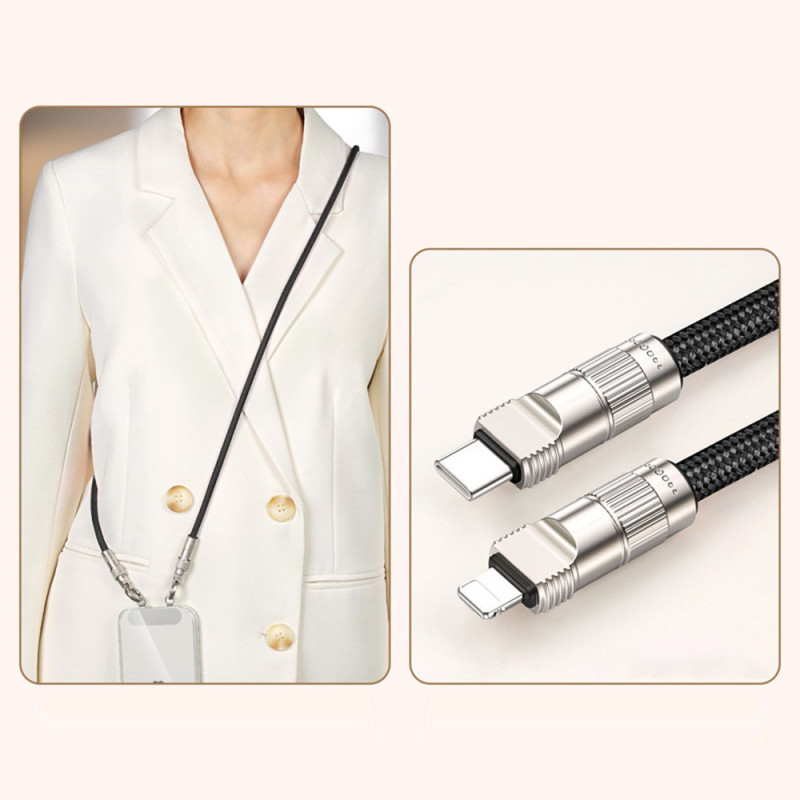 Crossbody Charging Cable with lanyard Type-C to L-plugs