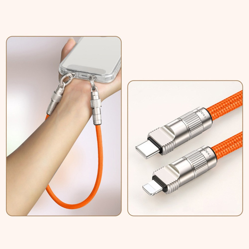 30cm Charging Cable with lanyard Type-C to L-port