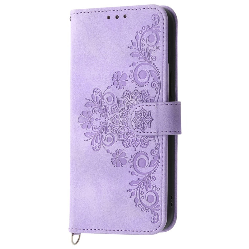 Honor X8b Cover Suede Effect Lace Pattern with Strap and Shoulder Strap