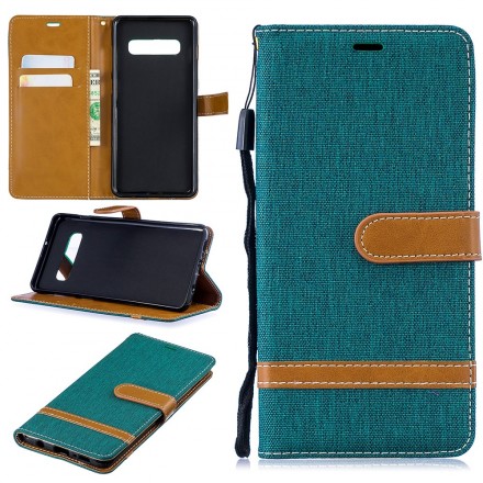 Samsung Galaxy S10 Plus Fabric and Leather Effect Case with Strap