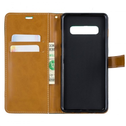 Samsung Galaxy S10 Plus Fabric and Leather Effect Case with Strap