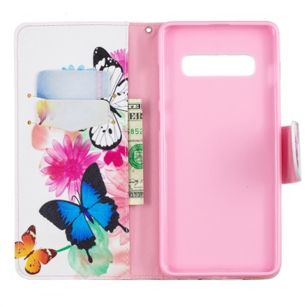 Samsung Galaxy S10 Plus Case Painted Butterflies and Flowers