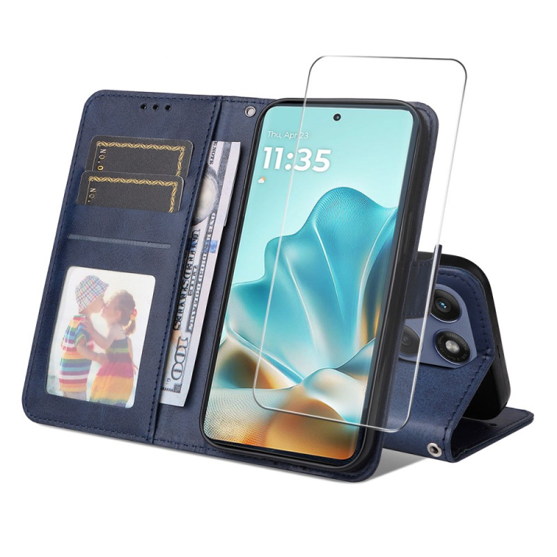 Motorola Edge 60 / 60 Fusion Wallet with Tempered Glass Screen Protector