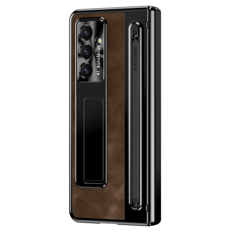 Samsung Galaxy Z Fold 7 5G Leather Case Support and Stylus Holder
