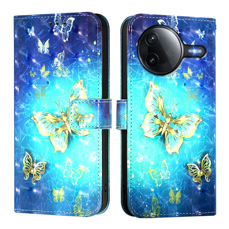 Housse Poco F7 Pro 5G / Poco F7 Ultra 5G Papillons Dorés