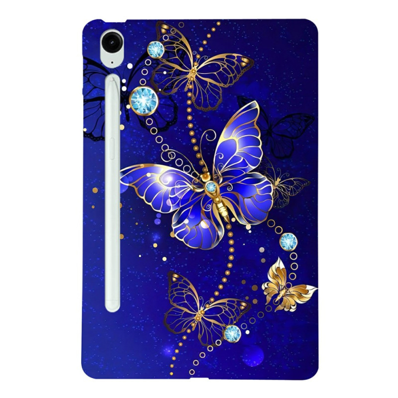 Samsung Galaxy Tab S10 FE Plus Case Butterflies Blue and Gold