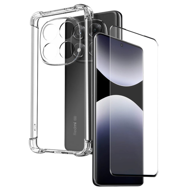Xiaomi Redmi Note 14 Pro 4G Clear Case with Tempered Glass Screen Protector