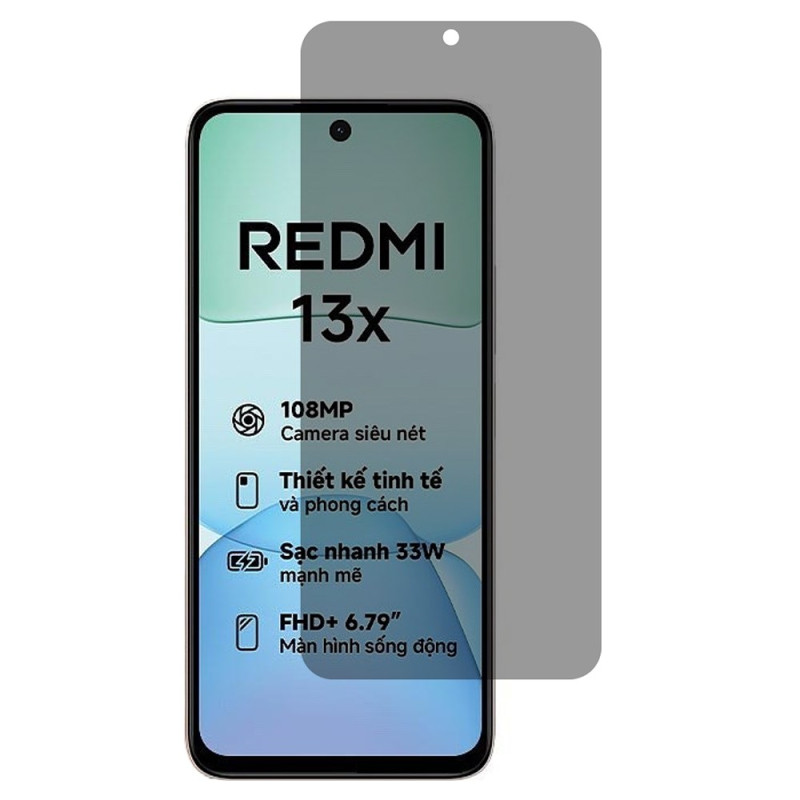 Anti-Spion Tempered Glass Protection for Xiaomi Redmi 13X Screen