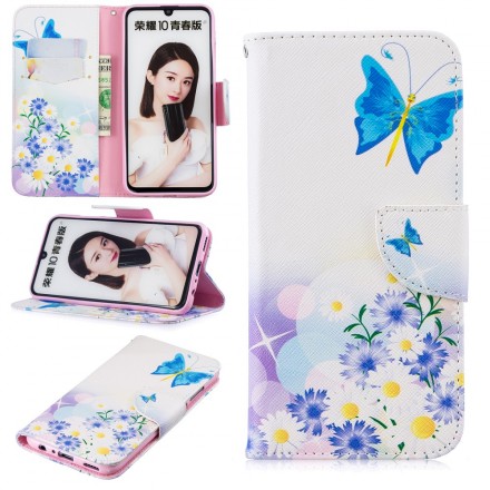 Cover Honor 10 Lite / Huawei P Smart 2019 Painted Butterflies and Flowers