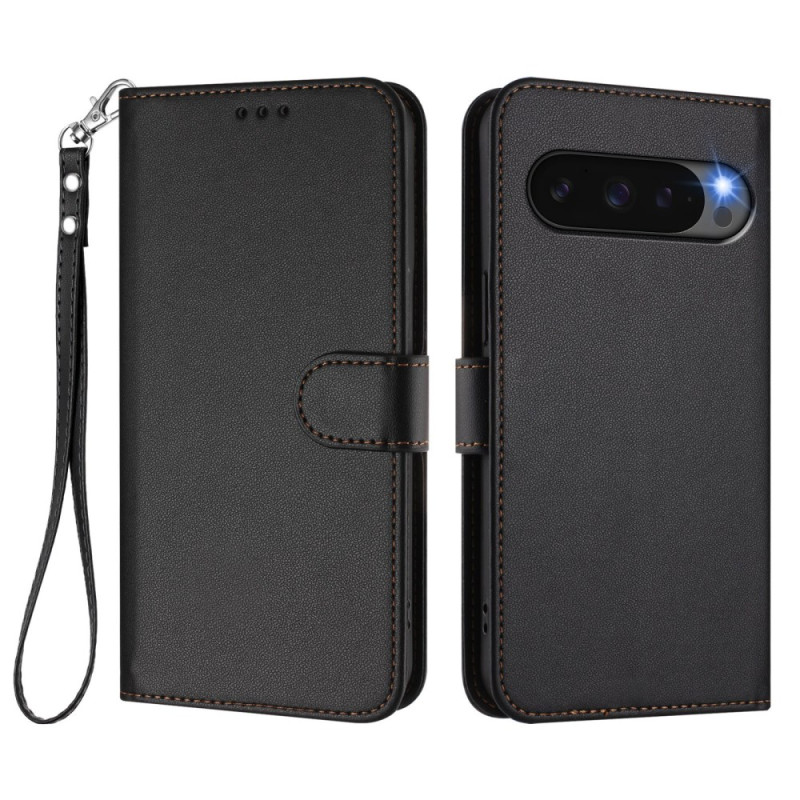 Google Pixel Pro XL Cover Plain Faux Leather with Strap