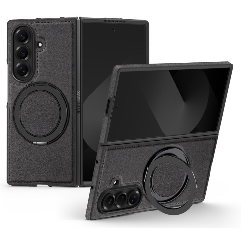 Samsung Galaxy Z Fold 7 Leather-effect MagSafe Compatible Case with 360° Rotating Support Ring
