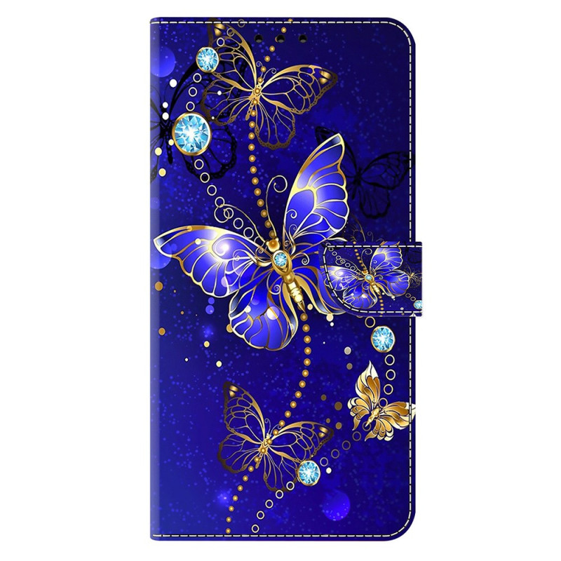 Honor 400 Case Diamond Butterflies on Blue Background