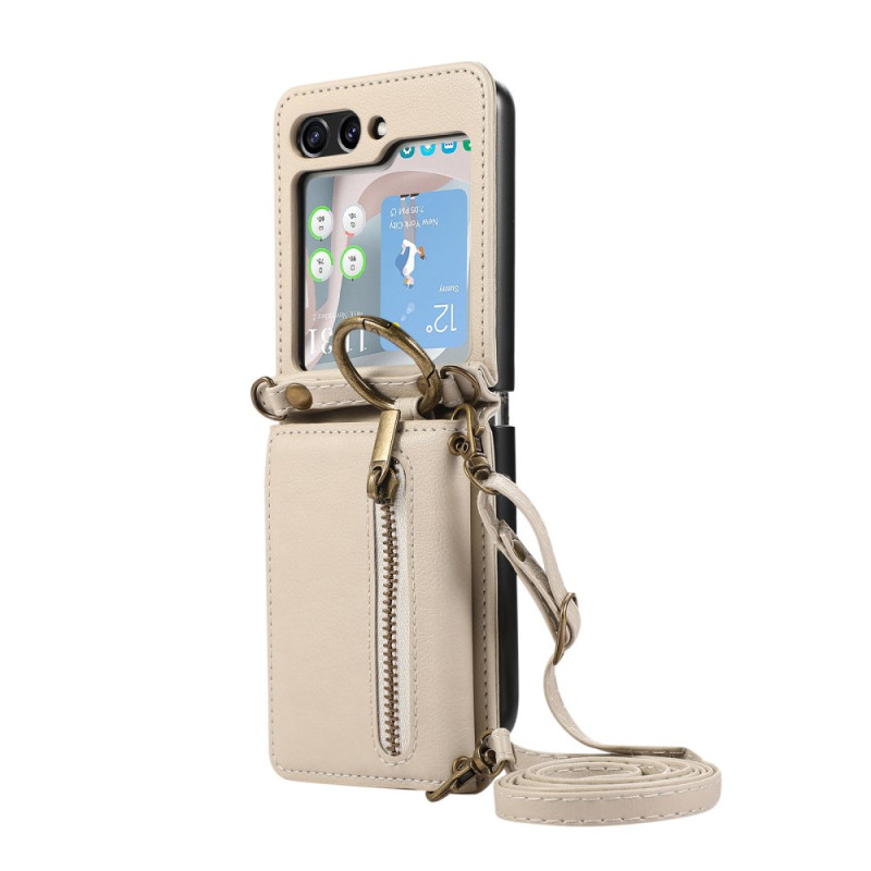 Samsung Galaxy Z Flip 7 Case Wallet and Shoulder Strap