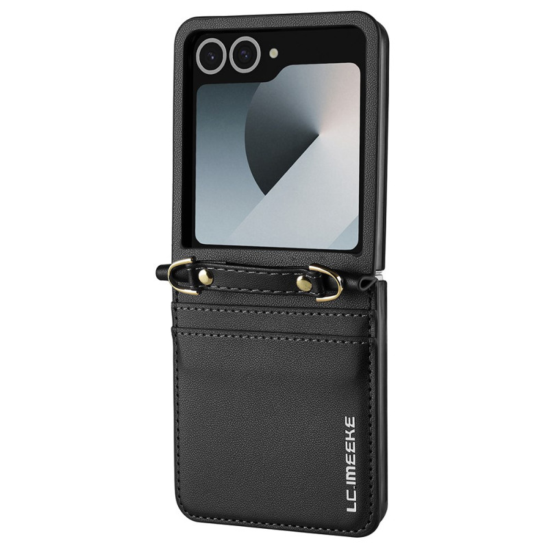 Samsung Galaxy Z Flip 7 5G Leather Style Case Card Holder and Shoulder Strap