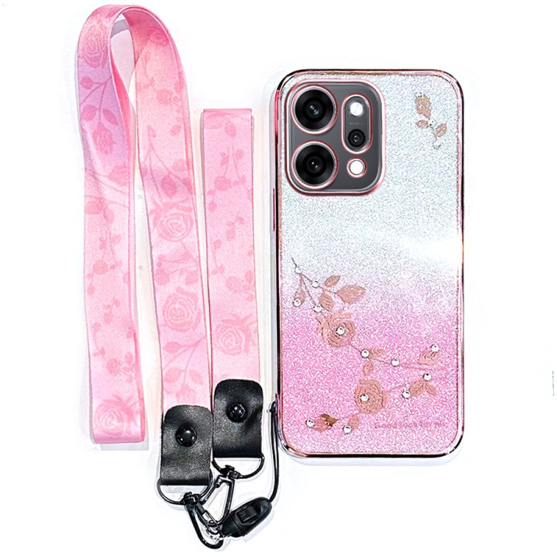 Oppo Reno 14 5G Case Flowers and Rhinestones
