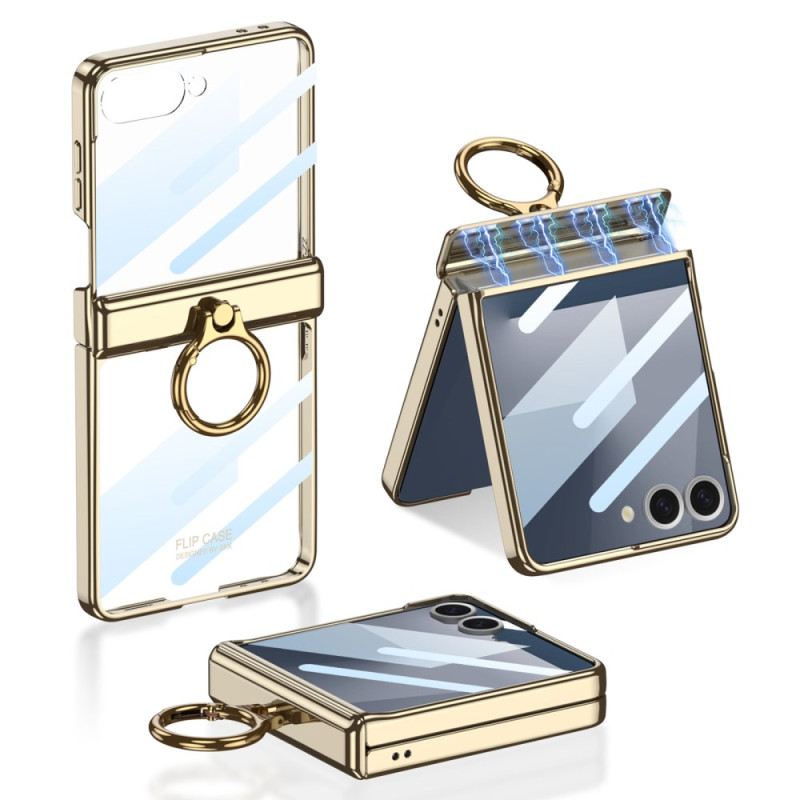 Samsung Galaxy Z Flip 7 Transparent Case with GKK Magnetic Holder and Protection
