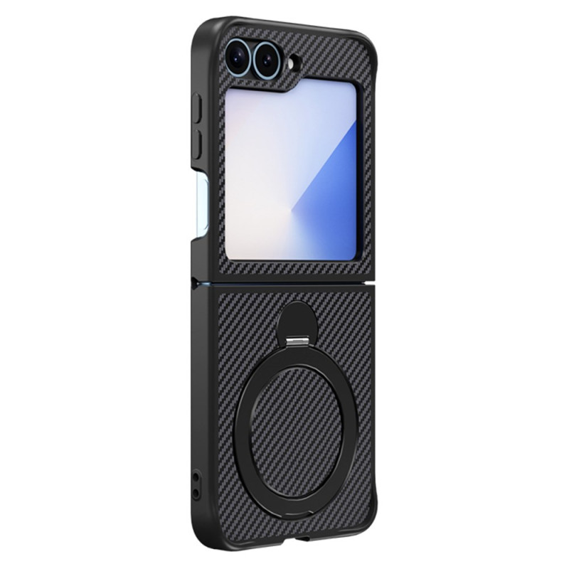 Samsung Galaxy Z Flip 7 FE / Z Flip 6 Case Carbon Fibre Design Magnetic Holder
