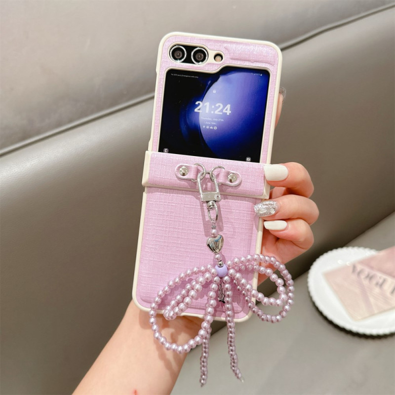 Samsung Galaxy Z Flip 7 FE / Z Flip 6 Beaded Strap Case with 3D Bow