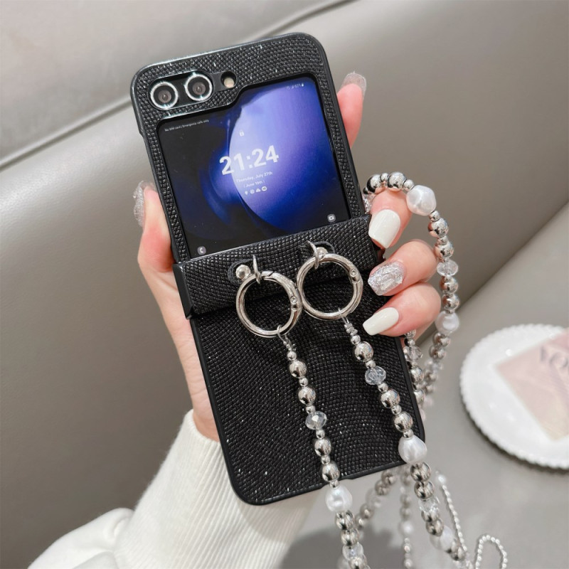 Case Samsung Galaxy Z Flip 7 FE / Z Flip 6 Pearl Finish and Wristband