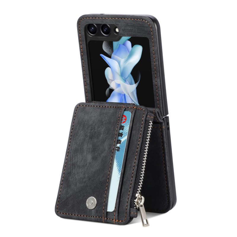 Case Samsung Galaxy Z Flip 7 FE / Z Flip 6 Retro Support and Zipped Card Holder