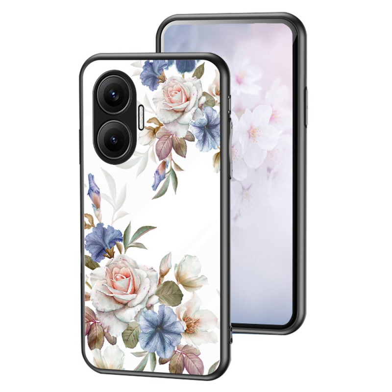 Poco F7 Toughened Glass Case Flowers
