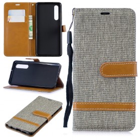 Cover Huawei P30 Fabric and Leather effect with strap