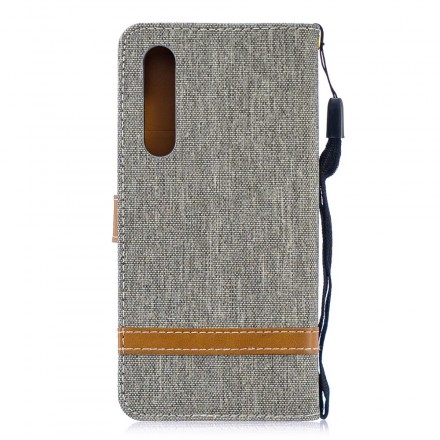 Cover Huawei P30 Fabric and Leather effect with strap