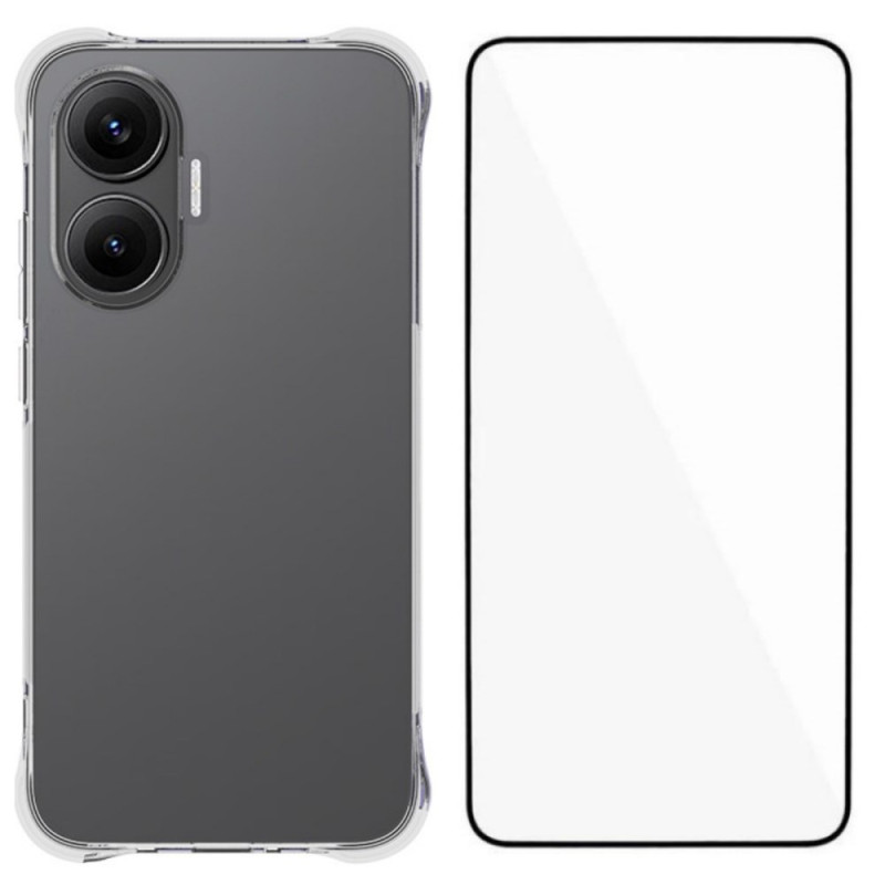 Poco F7 5G Transparent Reinforced Case with Tempered Glass Screen Protector
