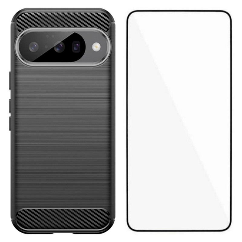 Google Pixel 10 Brushed Carbon Fibre Case with Screen Protector